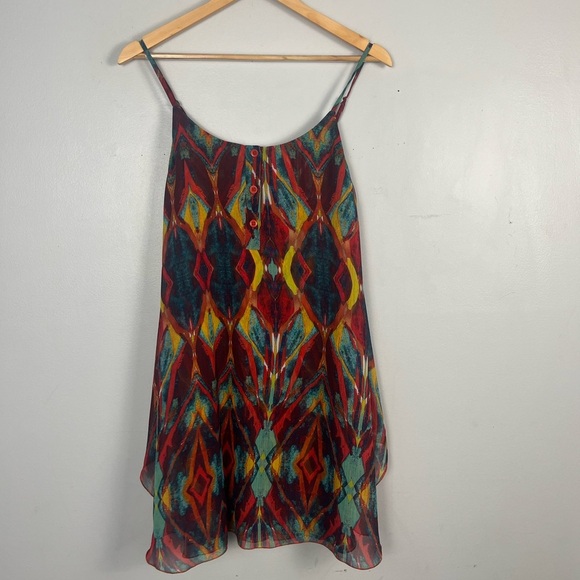 Alice + Olivia Rhi Tribal Tiered Hem Dress size XS spaghetti strap - Picture 3 of 8